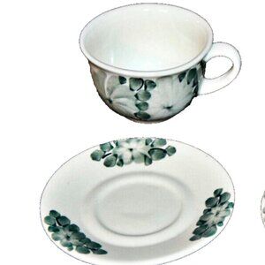Polish Cup & Saucer Hand Painted Makers Stamp Poland Made